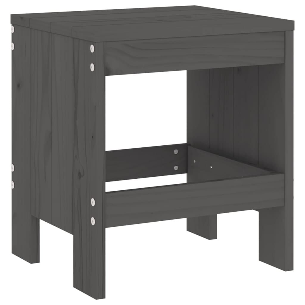 vidaXL Σκαμπό Κήπου 2 Τεμ. Γκρι 40 x 36 x 45εκ. από Μασίφ Ξύλο Πεύκου