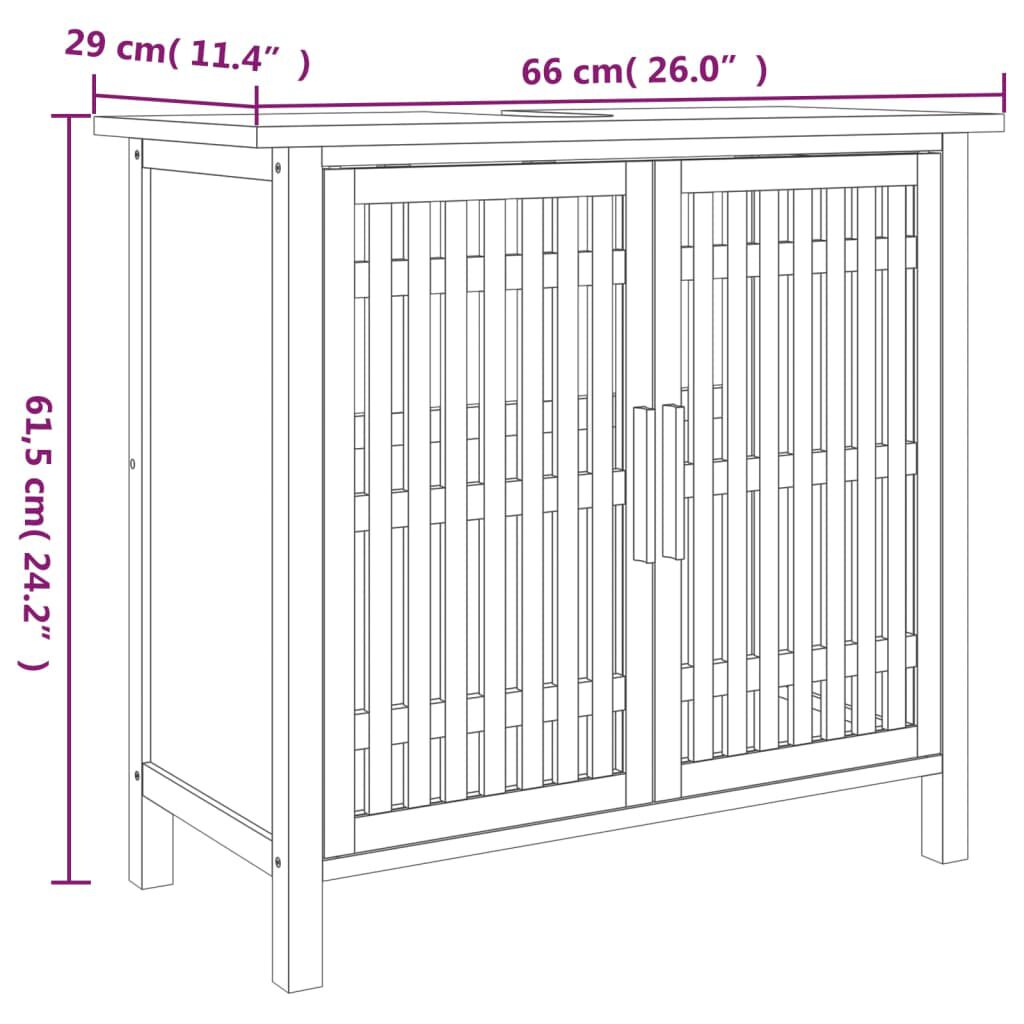 vidaXL Έπιπλο Νιπτήρα Μπάνιου 66x29x61,5 εκ. από Μασίφ Ξύλο Καρυδιάς