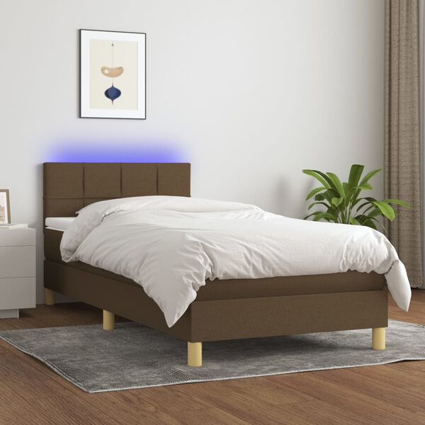 vidaXL &Kappa;&rho;&epsilon;&beta;ά&tau;&iota; Boxspring &mu;&epsilon; &Sigma;&tau;&rho;ώ&mu;&alpha; & LED &Sigma;&kappa;.&Kappa;&alpha;&phi;έ 90x200 &epsilon;&kappa;. &Upsilon;&phi;&alpha;&sigma;&mu;ά&tau;&iota;&nu;&omicron;