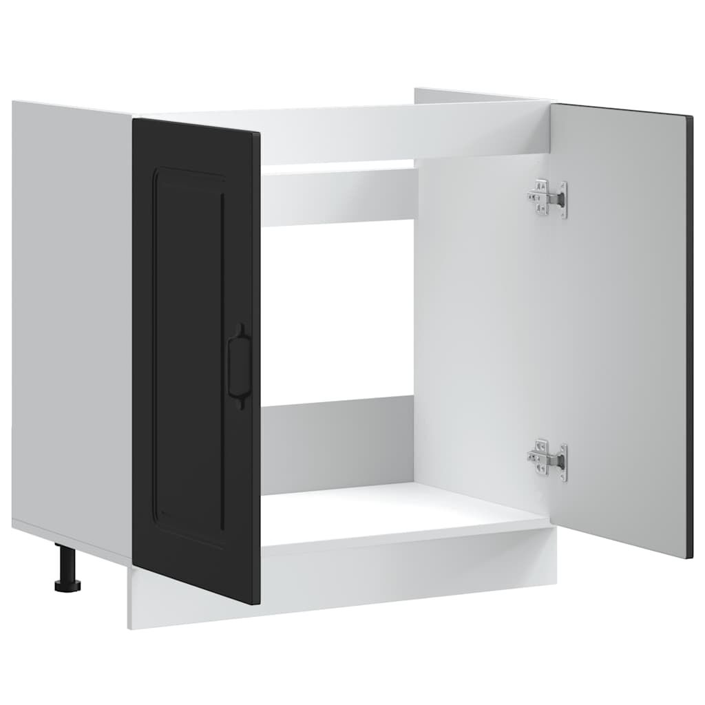 vidaXL Ντουλάπι βάσης νεροχύτη Kalmar Μαύρο 80x46x81,5 εκ. Επεξ. Ξύλο