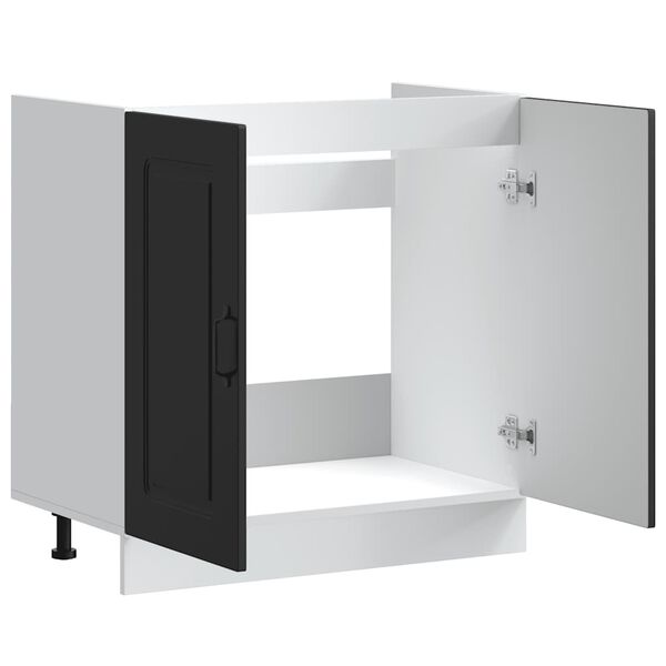 vidaXL Ντουλάπι βάσης νεροχύτη Kalmar Μαύρο 80x46x81,5 εκ. Επεξ. Ξύλο