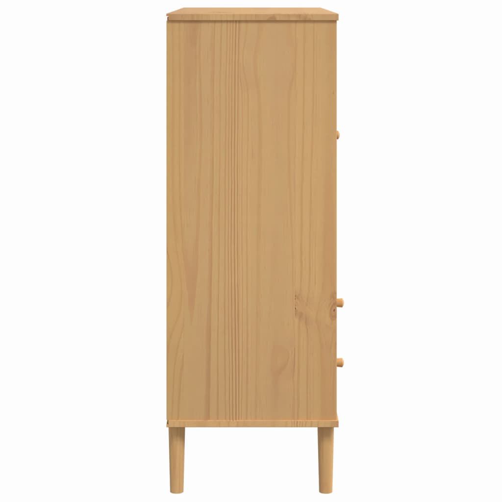vidaXL Ντουλάπι Ψηλό SENJA Καφέ/Ρατάν 90x40x112 εκ. Μασίφ Ξύλο Πεύκου