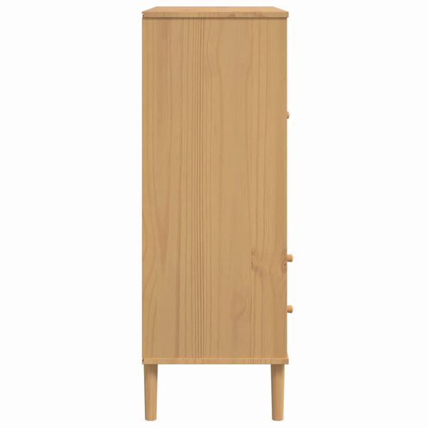 vidaXL Ντουλάπι Ψηλό SENJA Καφέ/Ρατάν 90x40x112 εκ. Μασίφ Ξύλο Πεύκου