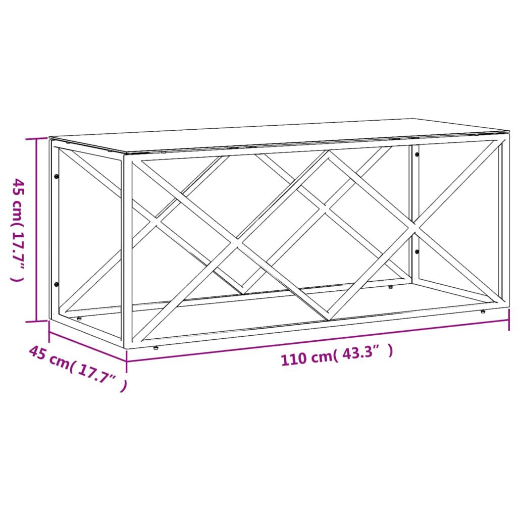 vidaXL Τραπέζι Σαλονιού 110x45x45 εκ. από Ανοξ. Ατσάλι και Γυαλί