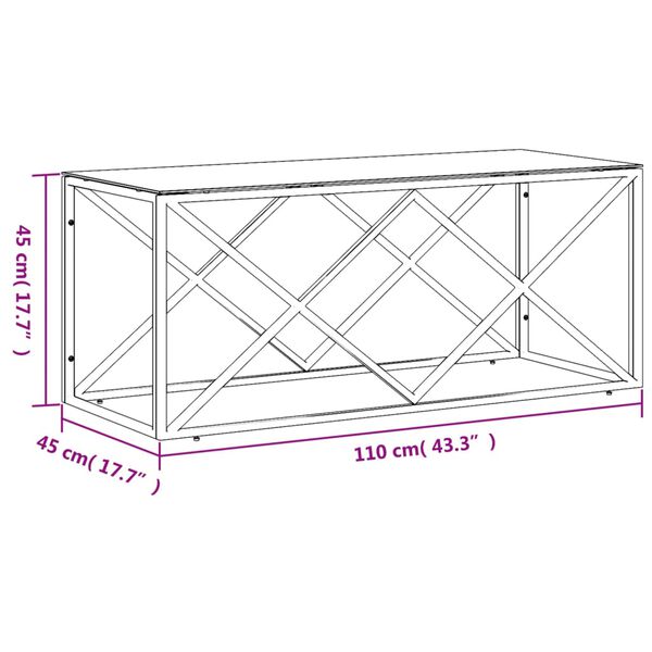vidaXL Τραπέζι Σαλονιού 110x45x45 εκ. από Ανοξ. Ατσάλι και Γυαλί