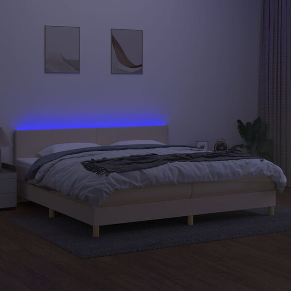 vidaXL &Kappa;&rho;&epsilon;&beta;ά&tau;&iota; Boxspring &mu;&epsilon; &Sigma;&tau;&rho;ώ&mu;&alpha; & LED &Kappa;&rho;&epsilon;&mu; 200x200 &epsilon;&kappa;. &Upsilon;&phi;&alpha;&sigma;&mu;ά&tau;&iota;&nu;&omicron;