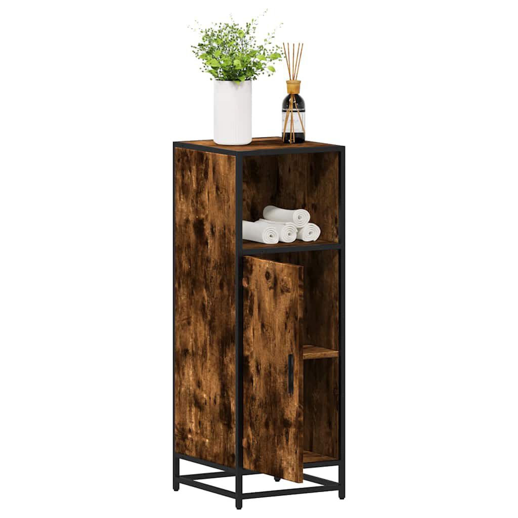 vidaXL Ντουλάπι μπάνιου καπνιστή βελανιδιά 35x37,5x100 cm