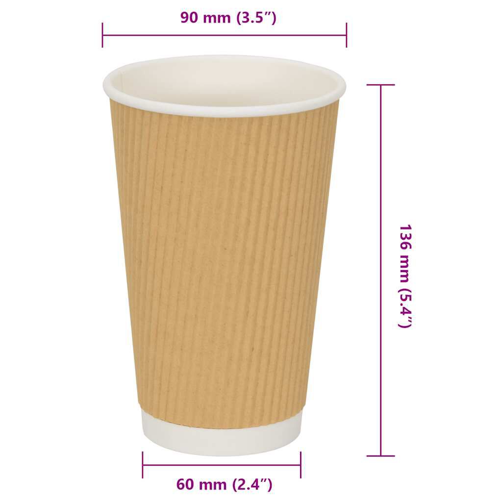 vidaXL Χάρτινα ποτήρια καφέ 500 τεμάχια 16oz 400ml καφέ