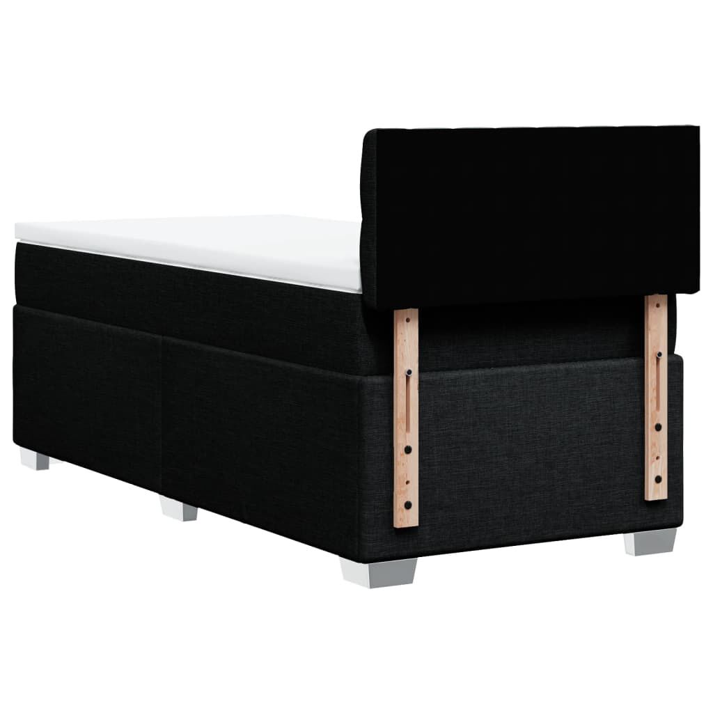 vidaXL Κρεβάτι Boxspring με Στρώμα Μαύρο 100 x 200 εκ. Υφασμάτινο