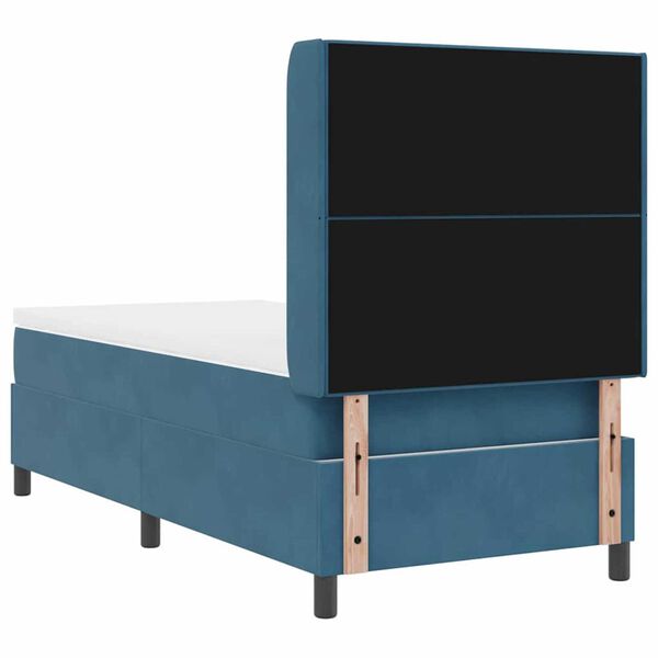 vidaXL Κρεβάτι Box Spring LED με Στρώμα Μπλε 90 x 190 cm Βελούδο