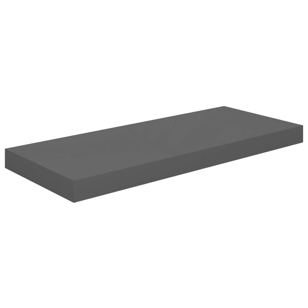 vidaXL Ράφια Τοίχου Γυαλιστερά Γκρι 2 Τεμάχια 60 x 23,5 x 3,8 εκ. MDF