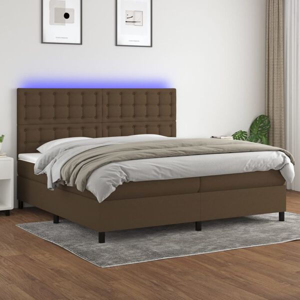 vidaXL &Kappa;&rho;&epsilon;&beta;ά&tau;&iota; Boxspring &mu;&epsilon; &Sigma;&tau;&rho;ώ&mu;&alpha; & LED &Sigma;&kappa;.&Kappa;&alpha;&phi;έ 200x200&epsilon;&kappa;. &Upsilon;&phi;&alpha;&sigma;&mu;ά&tau;&iota;&nu;&omicron;