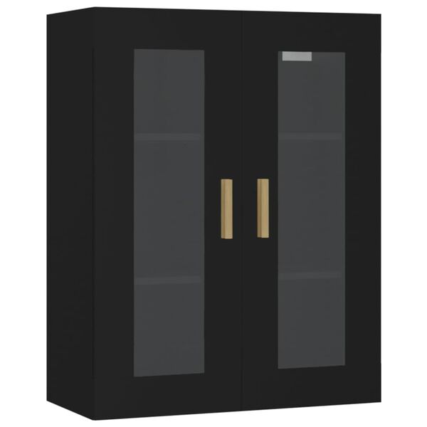 vidaXL Ντουλάπι Τοίχου Κρεμαστό Μαύρο 69,5 x 34 x 90 εκ. Επεξ. Ξύλο