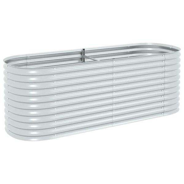 vidaXL Ζαρντινιέρα Υπερυψωμένη Ασημί 240x80x81 εκ. Γαλβανισμ. Χάλυβας