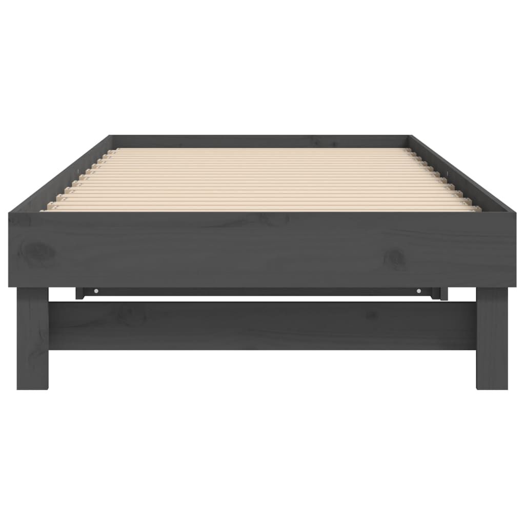 vidaXL Καναπές Κρεβάτι Συρόμενος Γκρι 2x(100x200)εκ. Μασίφ Ξύλο Πεύκου