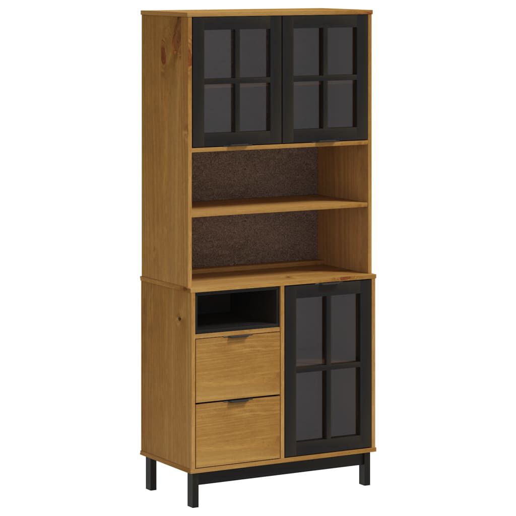 vidaXL Ντουλάπι FLAM 80x40x80εκ. από Μασίφ Ξύλο Πεύκο με Γυάλινη Πόρτα
