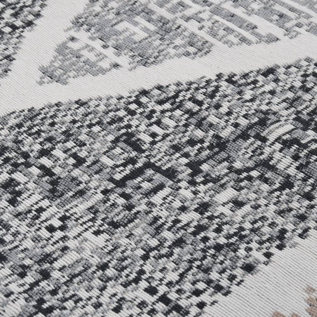 vidaXL Χαλί Μαύρο και Γκρι 120x180 εκ. Βαμβακερό