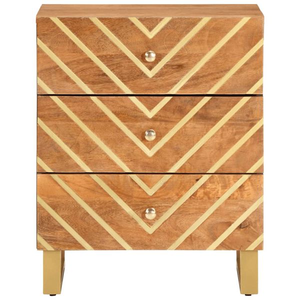 vidaXL Κομοδίνο Καφέ και Μαύρο 50x33x60 εκ. από Μασίφ Ξύλο Μάνγκο