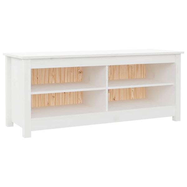 vidaXL Παπουτσοθήκη Λευκό 110 x 38 x 45,5 εκ. από Μασίφ Ξύλο Πεύκου