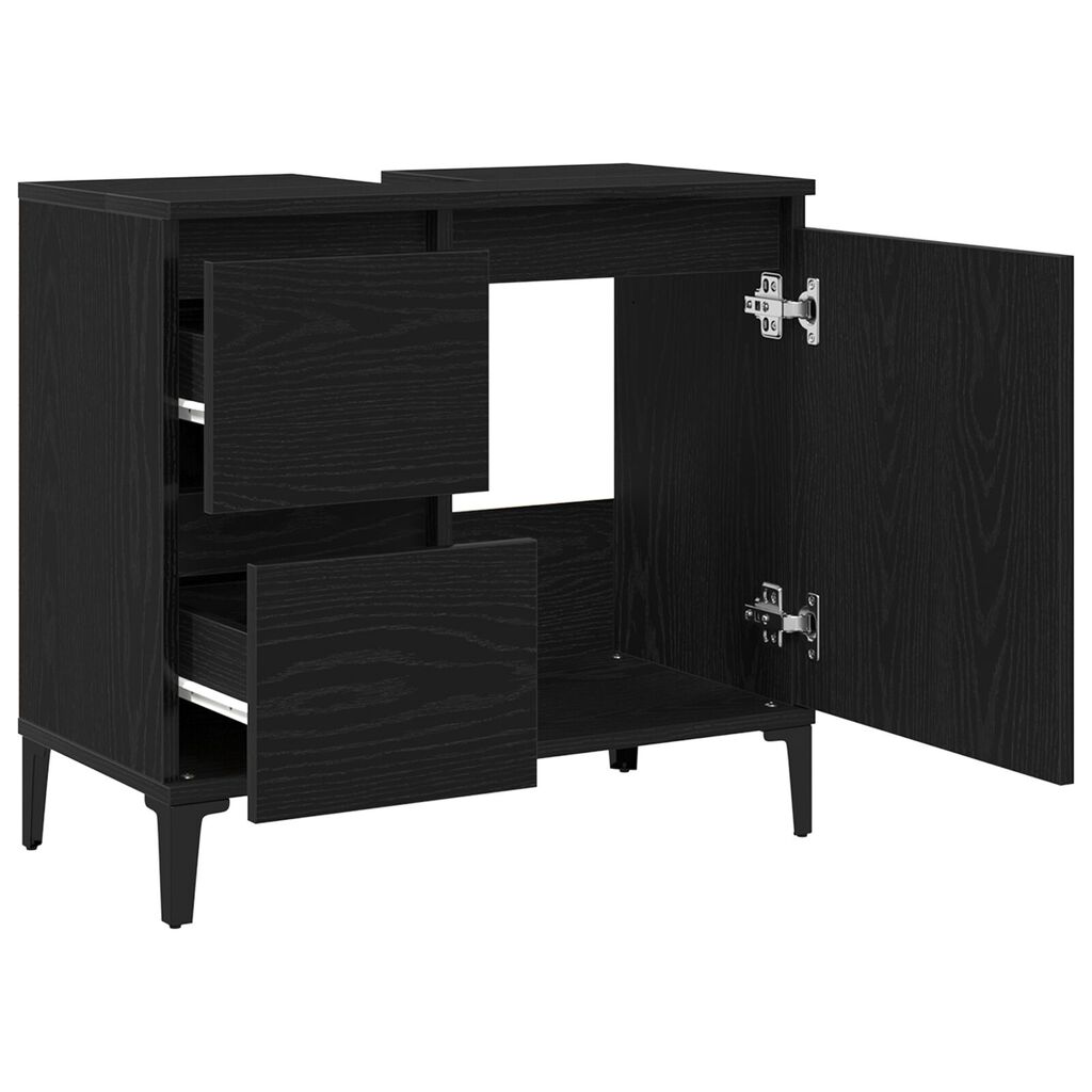 vidaXL Ντουλάπι Νιπτήρα Μαύρη Δρυς 65x33x60 εκ. Ξύλο Επεξεργασμένο