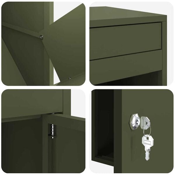 vidaXL Θυρίδα Πακέτων Λαδί 41 x 38 x 103 εκ Ατσάλι