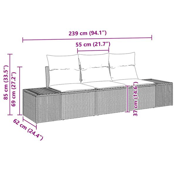 vidaXL Σετ Καναπέ Κήπου με μαξιλάρι 3 pcs Μπέζ και Ανοιχτό Γκρι