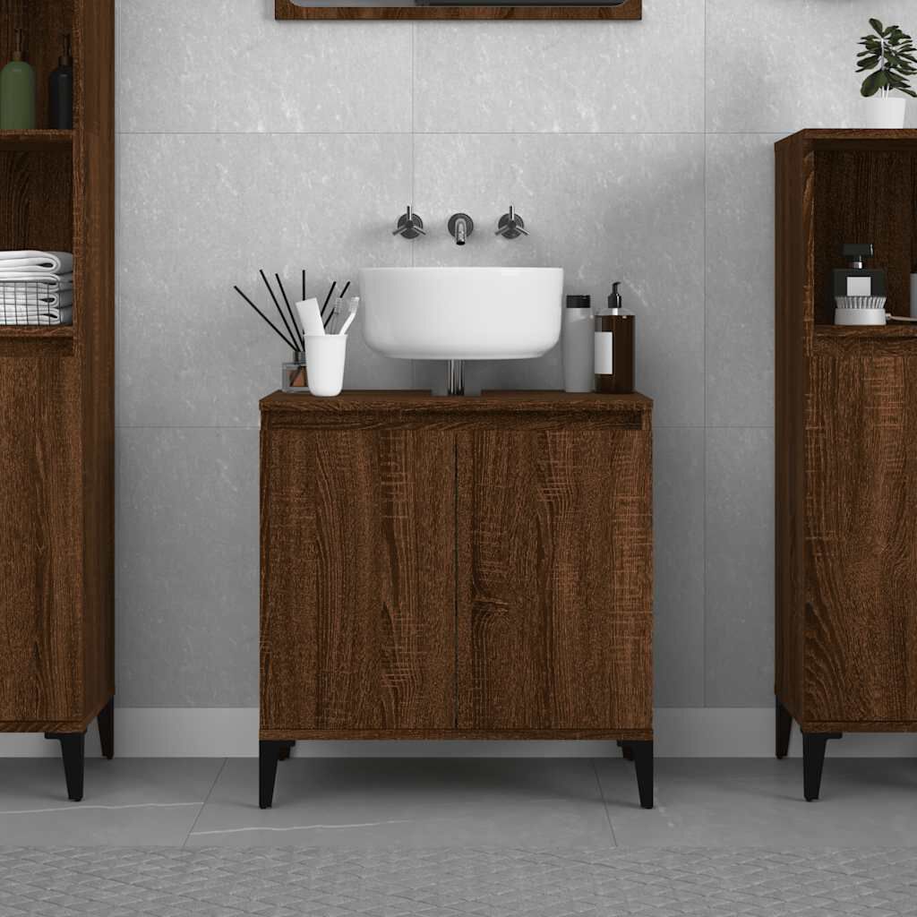 vidaXL Ντουλάπι Νιπτήρα Καφέ Δρυς 58x33x60 εκ. Επεξεργασμένο Ξύλο