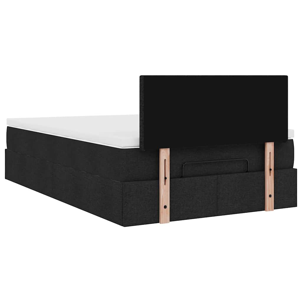 vidaXL Οθωμανικό κρεβάτι με στρώμα Μαύρο 120x190 cm Ύφασμα