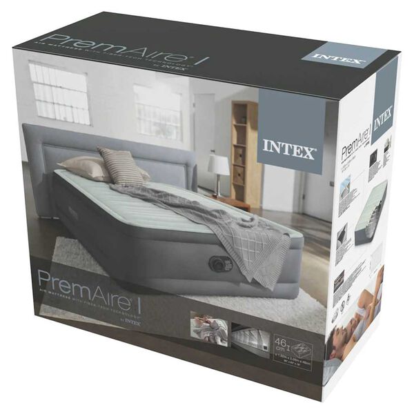 Intex Φουσκωτό Στρώμα PremAire Λευκό και Γκρι Διπλό 152 x 203 x 46 εκ.