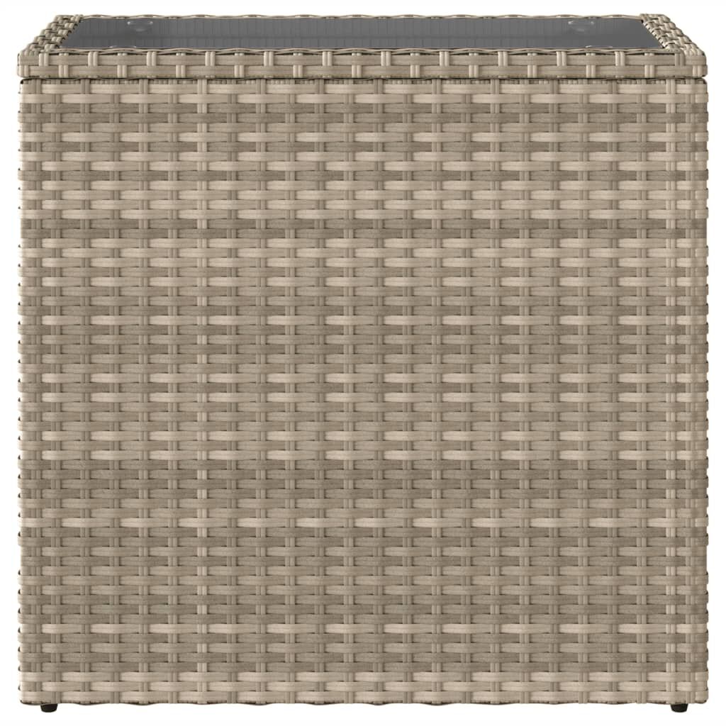 vidaXL Τραπέζι Κήπου με Γυάλινη Επιφ. Γκρι 58x27,5x55 εκ. Συνθ. Ρατάν