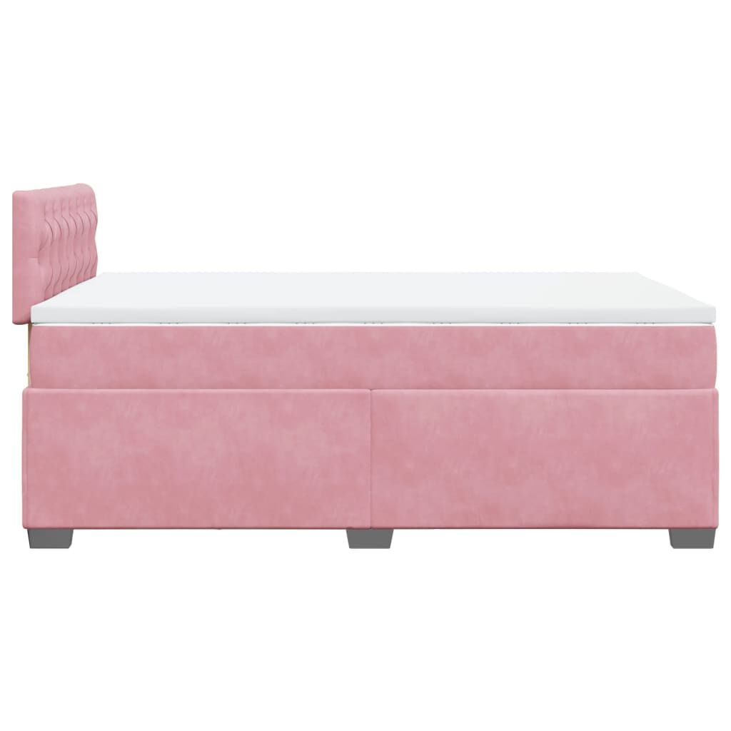 vidaXL Κρεβάτι Boxspring με Στρώμα Ροζ 120x190 εκ. Βελούδινο