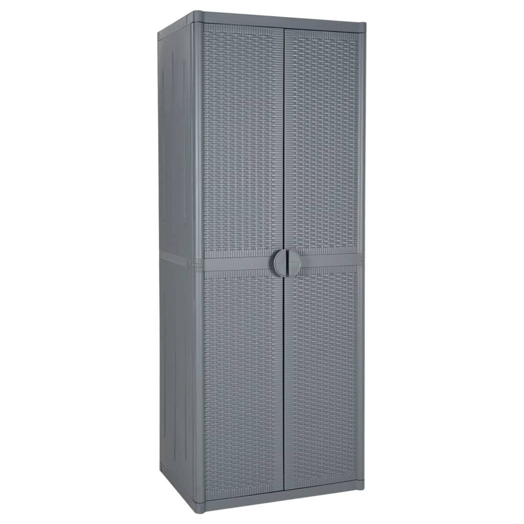 vidaXL Ντουλάπι Αποθήκευσης Κήπου Γκρι 65x45x172 εκ. από Ρατάν PP