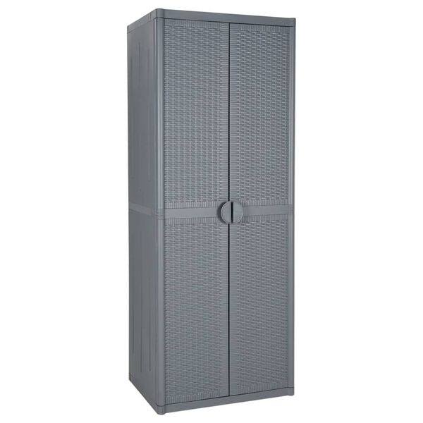 vidaXL Ντουλάπι Αποθήκευσης Κήπου Γκρι 65x45x172 εκ. από Ρατάν PP