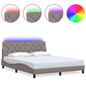vidaXL Πλαίσιο κρεβατιού με LED χωρίς στρώμα Taupe 160x200 cm Ύφασμα