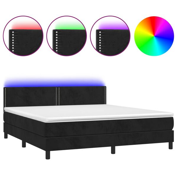 vidaXL &Kappa;&rho;&epsilon;&beta;ά&tau;&iota; Boxspring &mu;&epsilon; &Sigma;&tau;&rho;ώ&mu;&alpha; & LED &Mu;&alpha;ύ&rho;&omicron; 160x200 &epsilon;&kappa;. &Beta;&epsilon;&lambda;&omicron;ύ&delta;&iota;&nu;&omicron;
