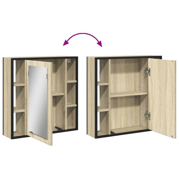 vidaXL Καθρέφτης Μπάνιου Ντουλάπι Sonoma Δρυς 60x16x60 εκ. Επεξ. Ξύλο