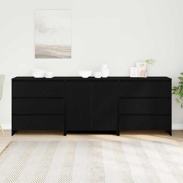 vidaXL Πλαϊνό γραφείο 3 pcs Μαύρο 70 x 41 x 75 εκ. Επεξεργασμένο ξύλο