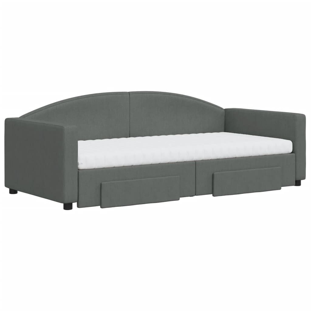 vidaXL Καναπές Κρεβάτι Συρόμενος Σκούρο Γκρι 90x190 εκ Ύφασμα Συρτάρια