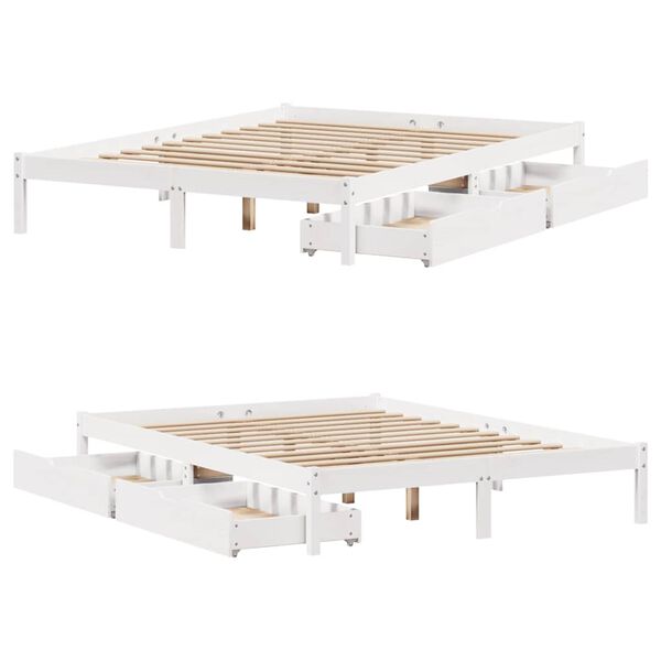 vidaXL Σκελετός Κρεβ. Χωρίς Στρώμα Λευκό 140x200 εκ Μασίφ Πεύκο