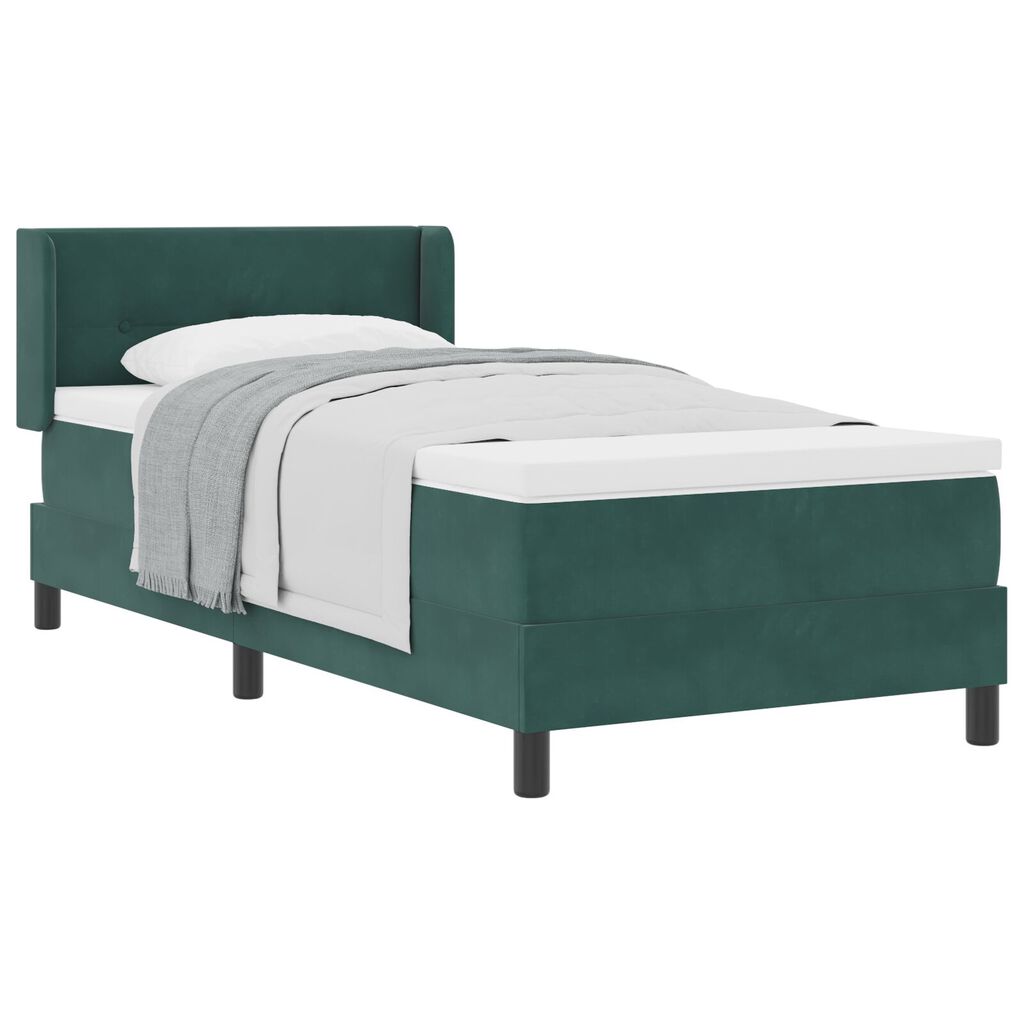 vidaXL Κρεβάτι με Στρώμα Dark Green 90x190 cm Βελούδο