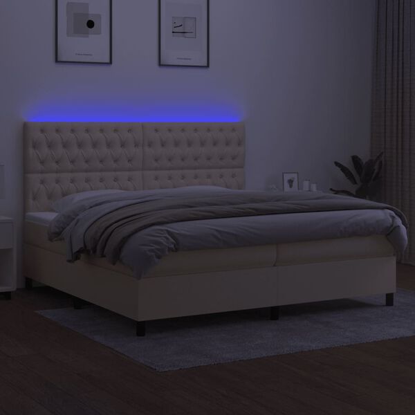 vidaXL &Kappa;&rho;&epsilon;&beta;ά&tau;&iota; Boxspring &mu;&epsilon; &Sigma;&tau;&rho;ώ&mu;&alpha; & LED &Kappa;&rho;&epsilon;&mu; 200x200 &epsilon;&kappa;. &Upsilon;&phi;&alpha;&sigma;&mu;ά&tau;&iota;&nu;&omicron;