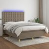 vidaXL &Kappa;&rho;&epsilon;&beta;ά&tau;&iota; Boxspring &mu;&epsilon; &Sigma;&tau;&rho;ώ&mu;&alpha; & LED Taupe 140x190 &epsilon;&kappa;. &Upsilon;&phi;&alpha;&sigma;&mu;ά&tau;&iota;&nu;&omicron;