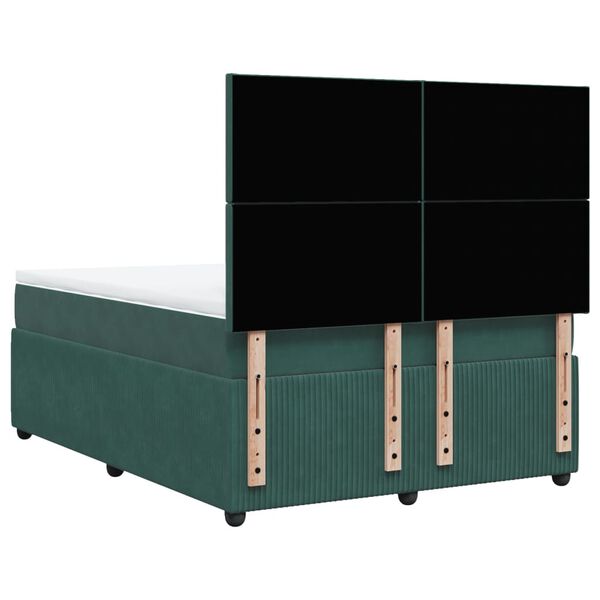 vidaXL Κρεβάτι Boxspring με Στρώμα Σκούρο Πράσινο 160x200εκ. Βελούδινο