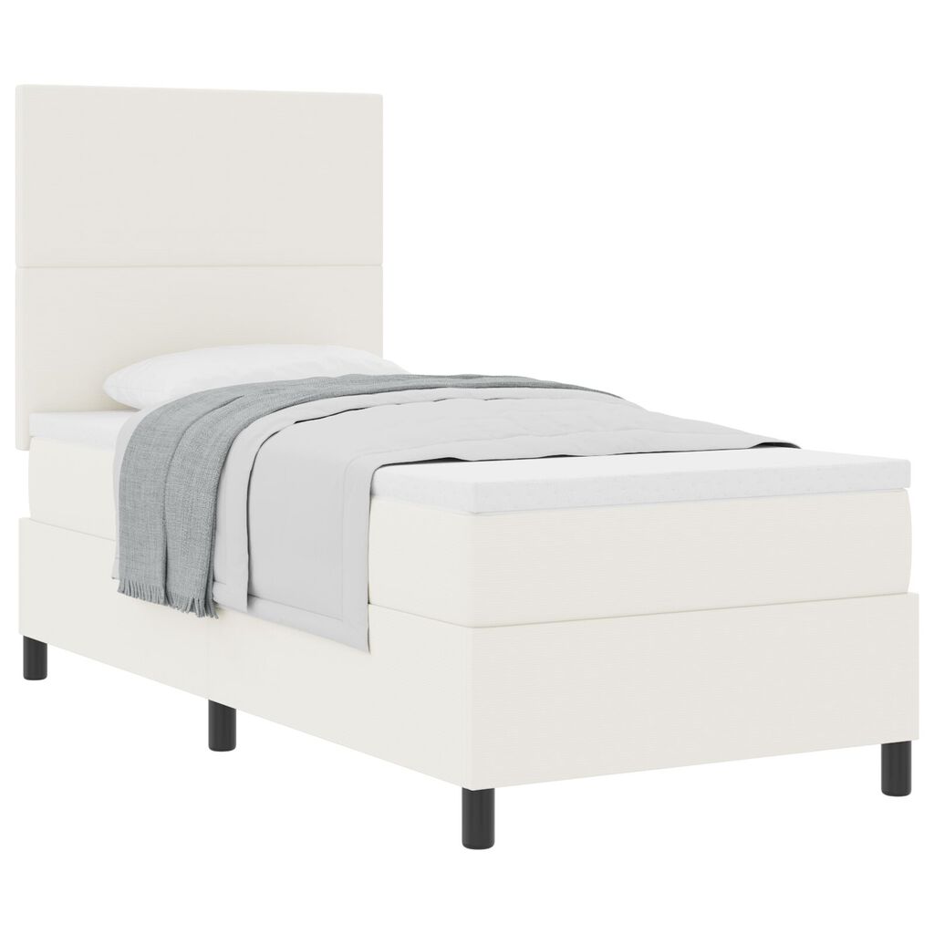vidaXL Κρεβάτι Box Spring με Στρώμα Κρέμα Μονοκέφαλο Υλικό Βελούδου