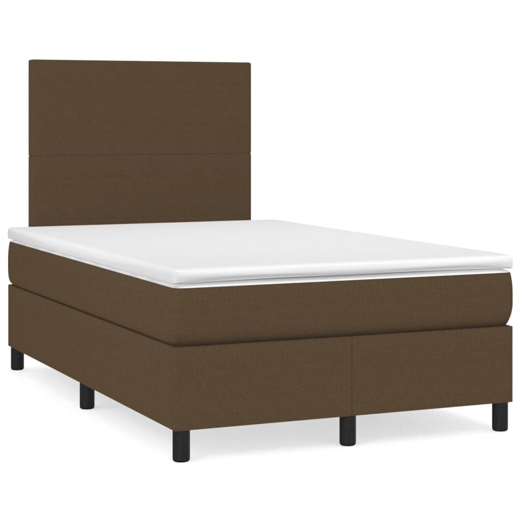 vidaXL Κρεβάτι Boxspring με Στρώμα Σκούρο Καφέ 120x200 εκ. Υφασμάτινο