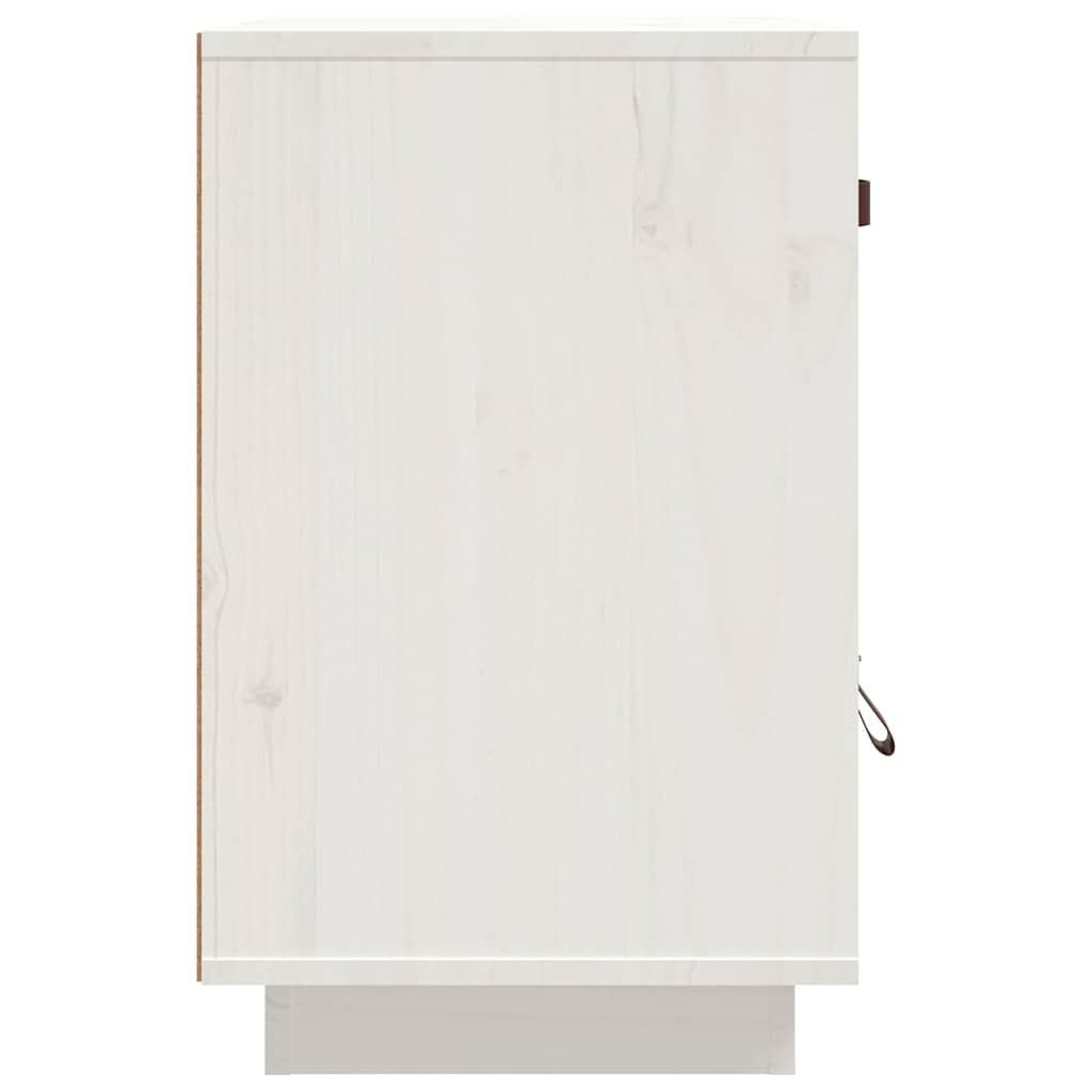 vidaXL Κομοδίνο Λευκό 40 x 34 x 55 εκ. από Μασίφ Ξύλο Πεύκου