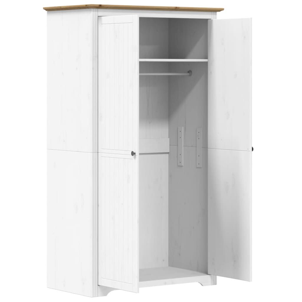 vidaXL Ντουλάπα BODO Λευκή/Καφέ 99x53,5x173 εκ. Μασίφ Ξύλο Πεύκου