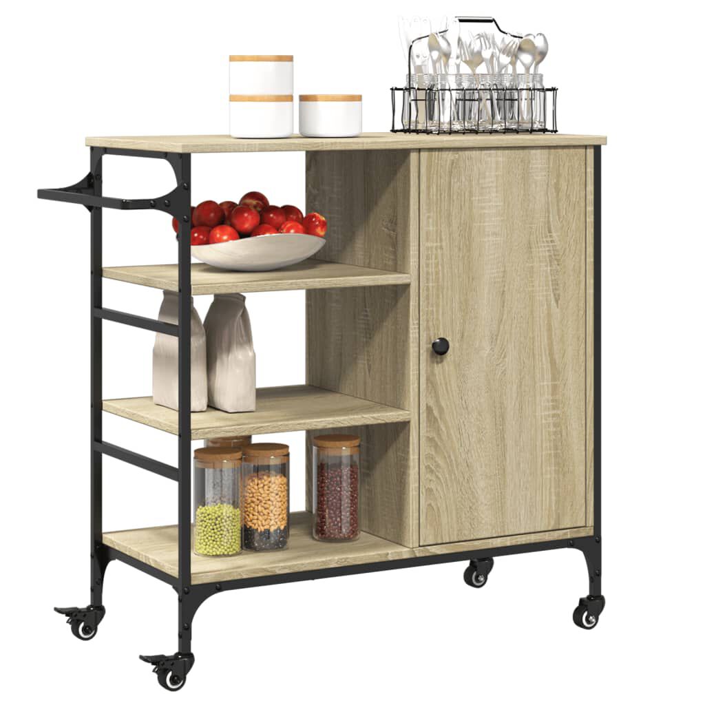 vidaXL Τρόλεϊ Κουζίνας Sonoma Δρυς 87,5x38,5x84,5 εκ. Επεξ. Ξύλο