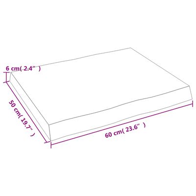 vidaXL Επιφ Τραπεζιού Αν Καφέ 60x50x(2-6)εκ. Ακατέργ. Μασίφ Ξύλο Δρυός