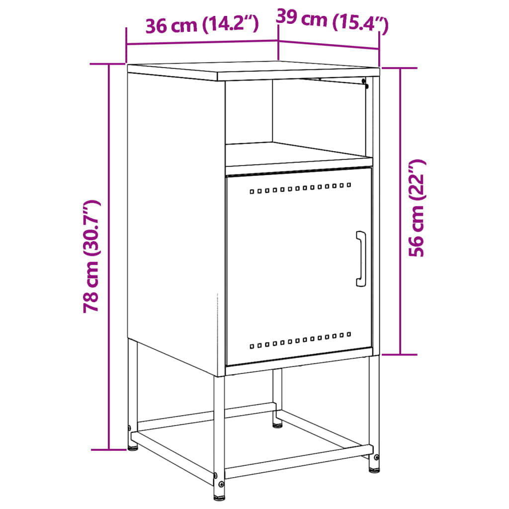 vidaXL Κομοδίνο Λευκό 36 x 39 x 78 εκ. από Χάλυβα